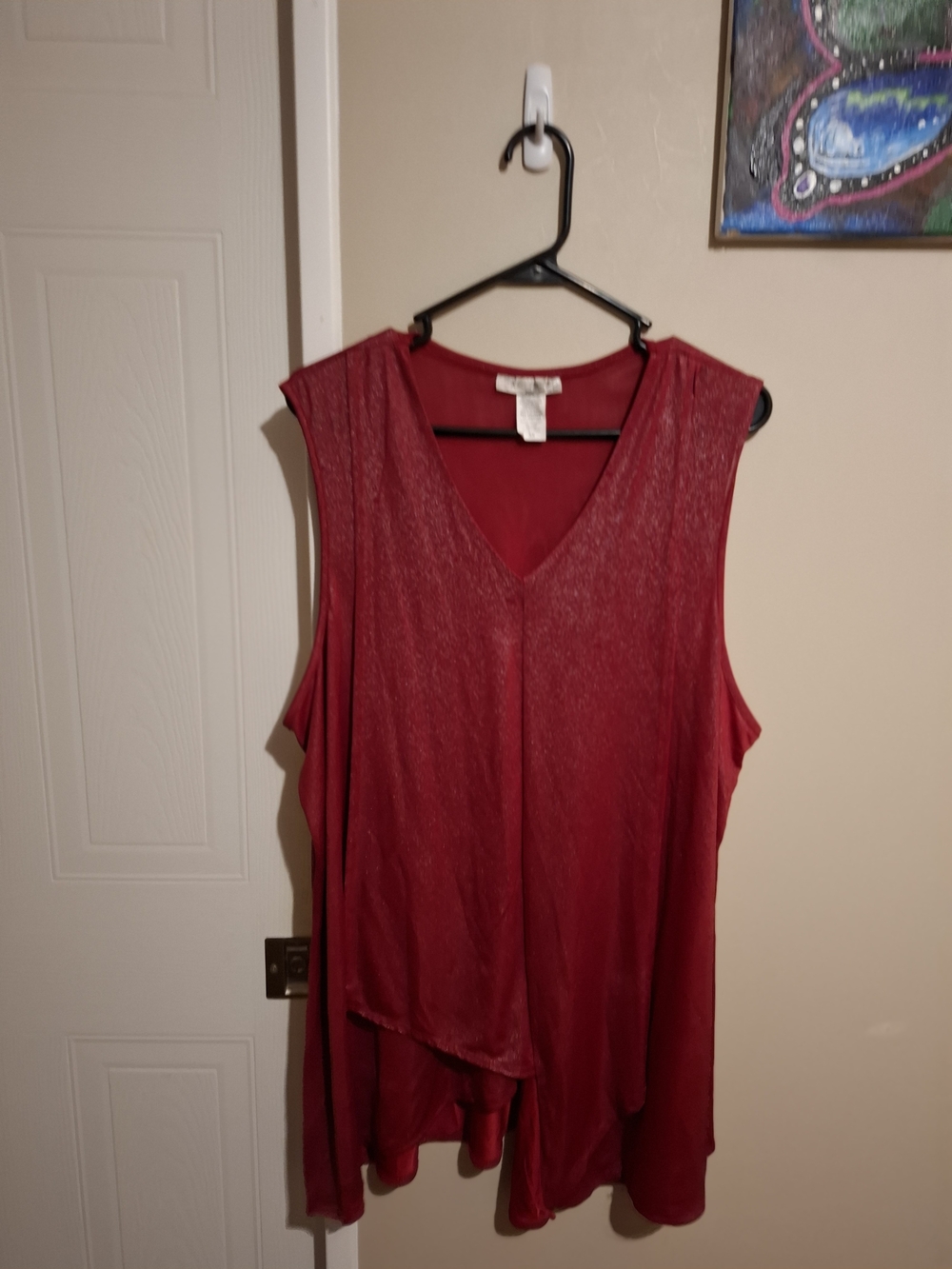 Sleeveless Asymmetrical V-Neck Red Women's Dress - Unbranded